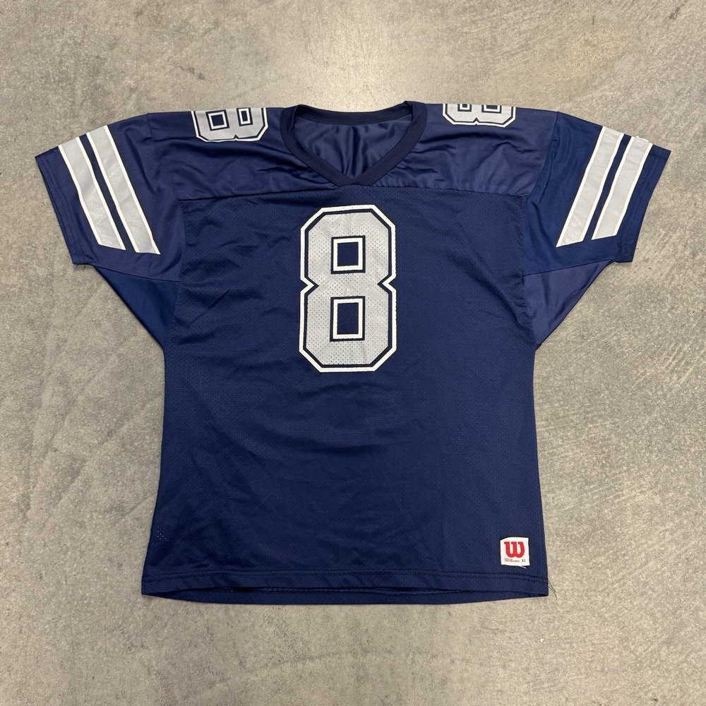 Vintage Men's Wilson Dallas Cowboys NFL #8 Blue/White Football Jersey XL